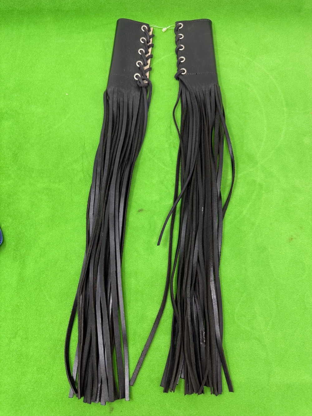 Leather Handlebar Tassels 2Pcs Motorcycle Grip Long Fringe Black